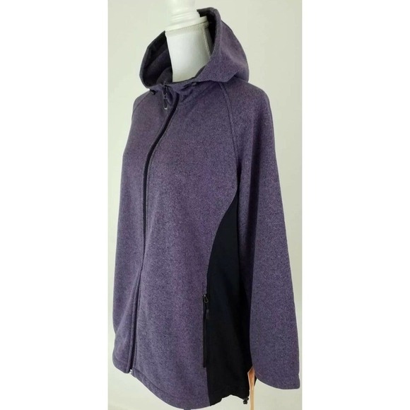 Ideology ~Woman Plus Size 1X~Purple/Black Montana Full Zip Hooded Jacket NWT $64 - Picture 3 of 12